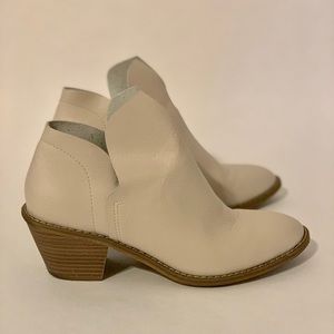 Light grey vegan leather cowgirl ankle boots